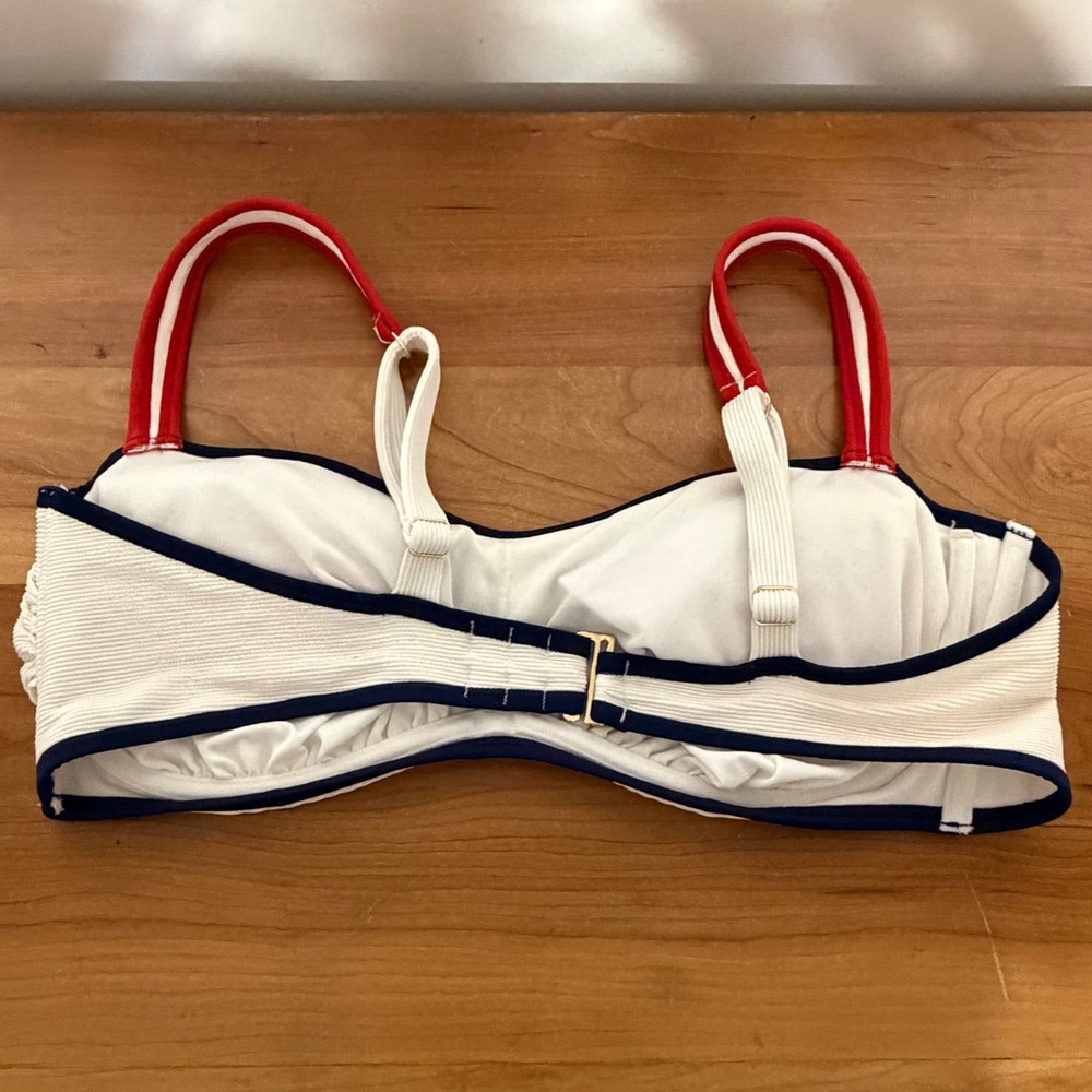 Shade & Shore Nautical Ribbed Bikini Set Red White Blue 38DD Large - Picture 6 of 8